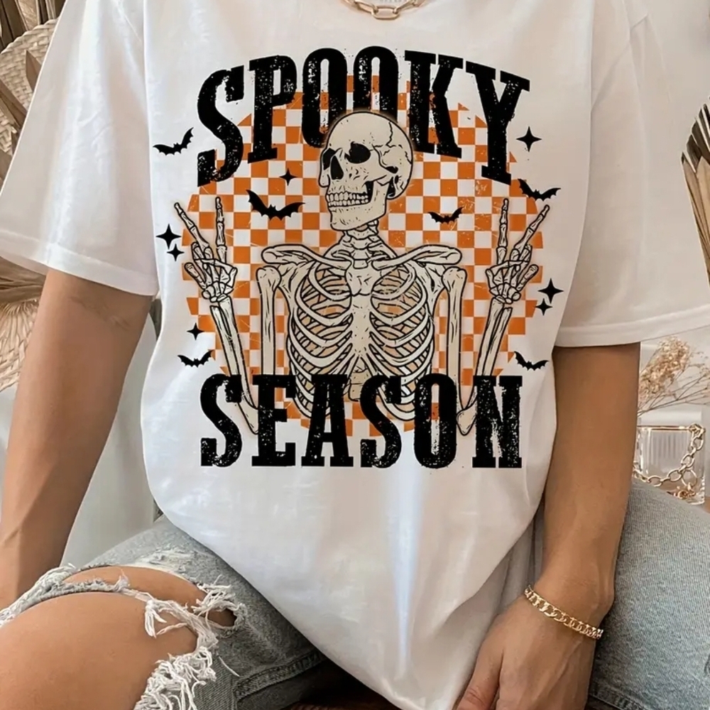 Spooky Season Skeleton Graphic Tee